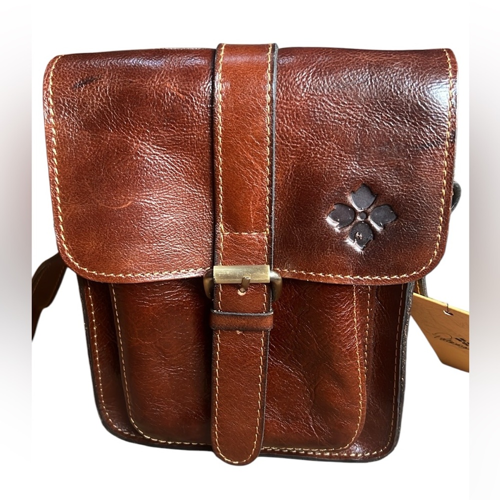 NWT Patricia Nash CASCINA Distressed Leather Crossbody Bag~ COGNAC MSRP $169